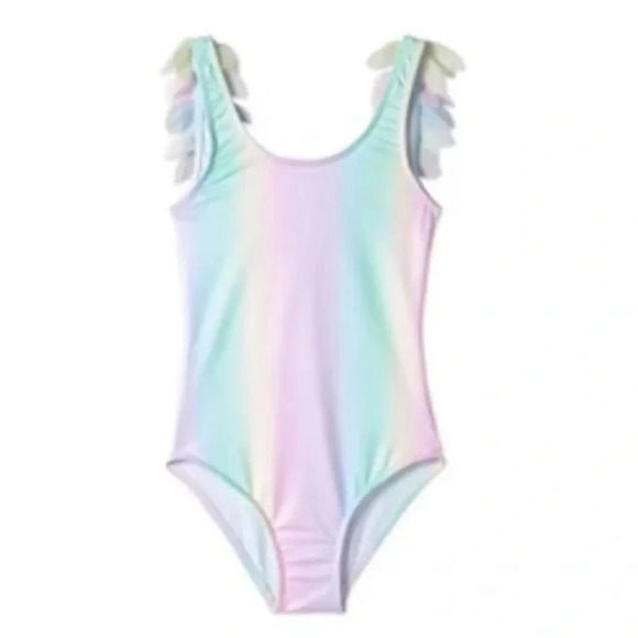 STELLA COVE PETAL ONE PIECE SWIMSUIT IN UNICORN RAINBOW GIRLS SIZE 14 - Picture 2 of 6